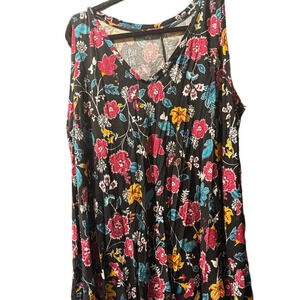 Lane Braynt Floral Swing Sleeveless Top - Black, Red, Blue, Yellow